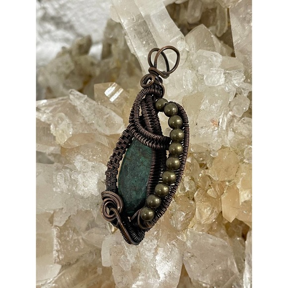 Handmade Gifts, Wire Wrap Jewelry, Wire Wrap Pendant, African Turquoise - Picture 10 of 10
